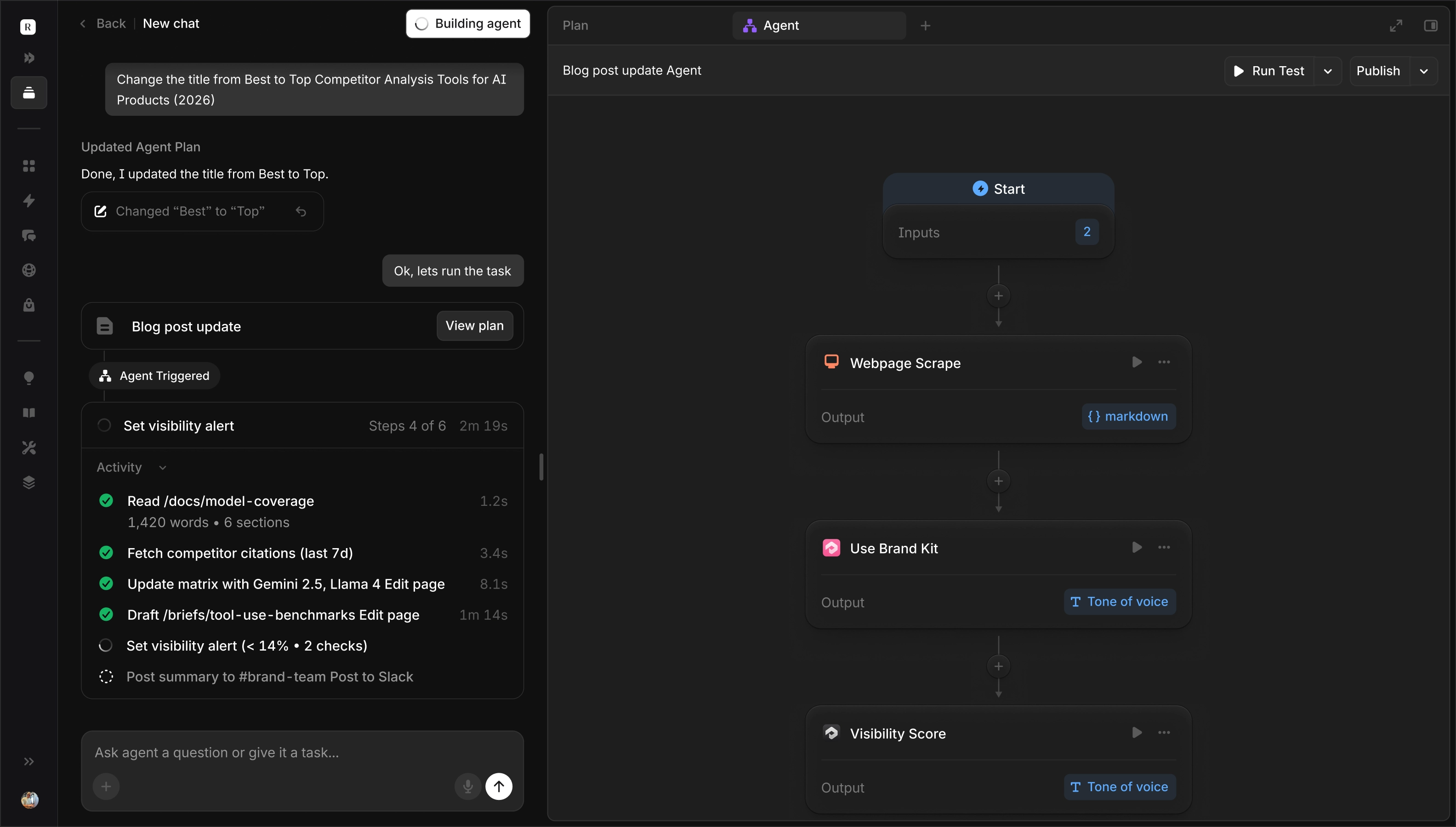 Aim building a ready-to-run Contection Agent from a finalized plan